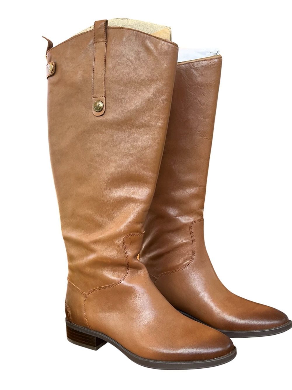 Sam Edelman Penny Riding Boots Womens 7.5 Wide Calf Whiskey Brown Leather